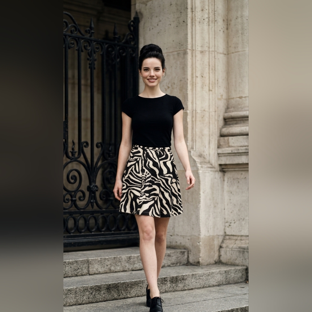 🦓 St. John Sport Zebra Print A-Line Skirt - Size 8 ✨